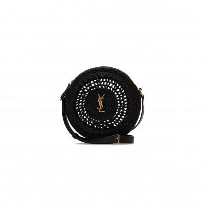 YSL SAC ROUND IN RAFFIA BLACK 68560124700940 (21*21*4cm)